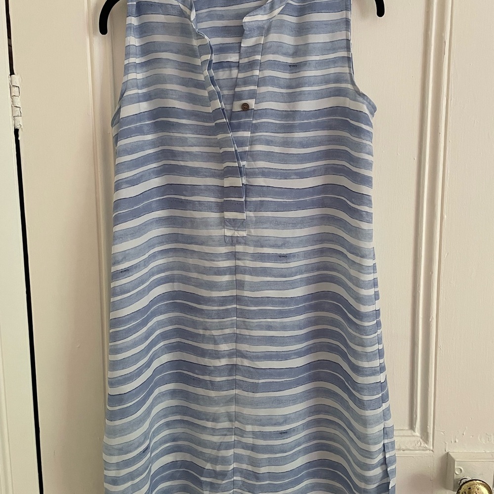 Vince Camuto XS Blue and White Striped Sleeveless Cover up or Dress